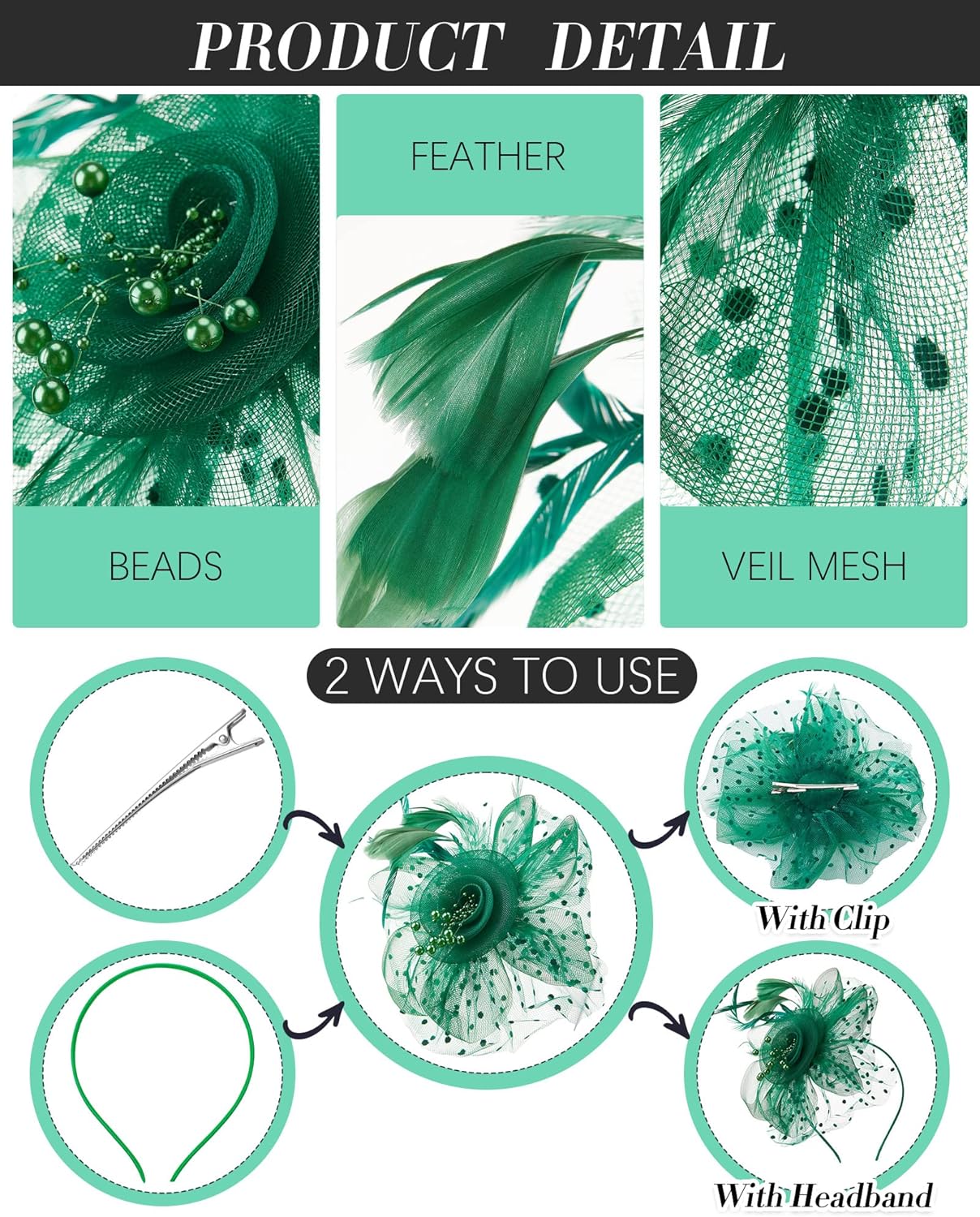 Yunsailing 8 Pcs Fascinators Hat Flower Mesh Tea Party Hat Fascinator Veil Headband for Women Party Wedding - Image 4