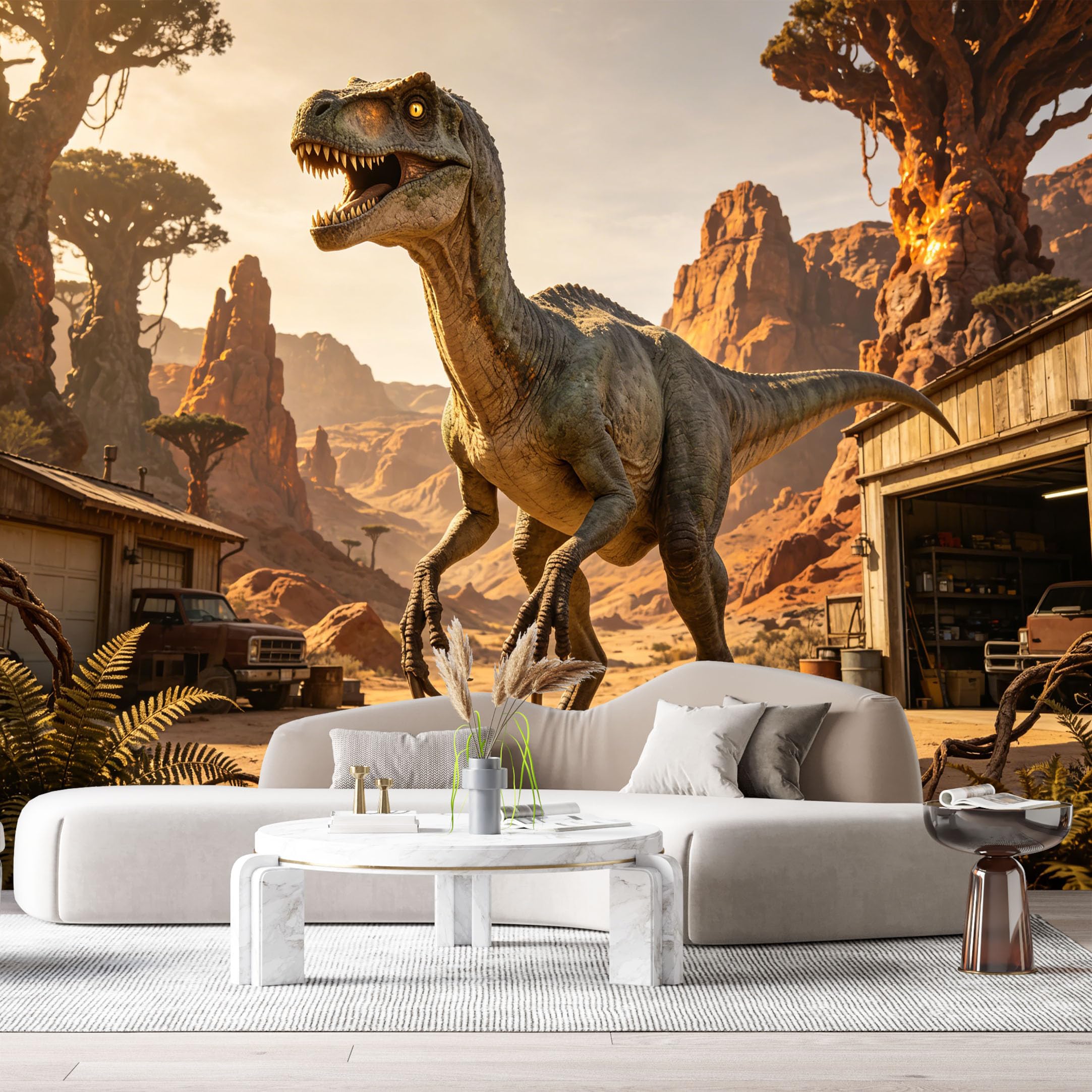 Custom Size Wall Mural Realistic Dinosaur Desert Landscape 3D Trompe l’oeil SelfAdhesive Art Prints Removable Large Wallpaper Boy Bedroom Esports Room Game Room Tenant Room Studio