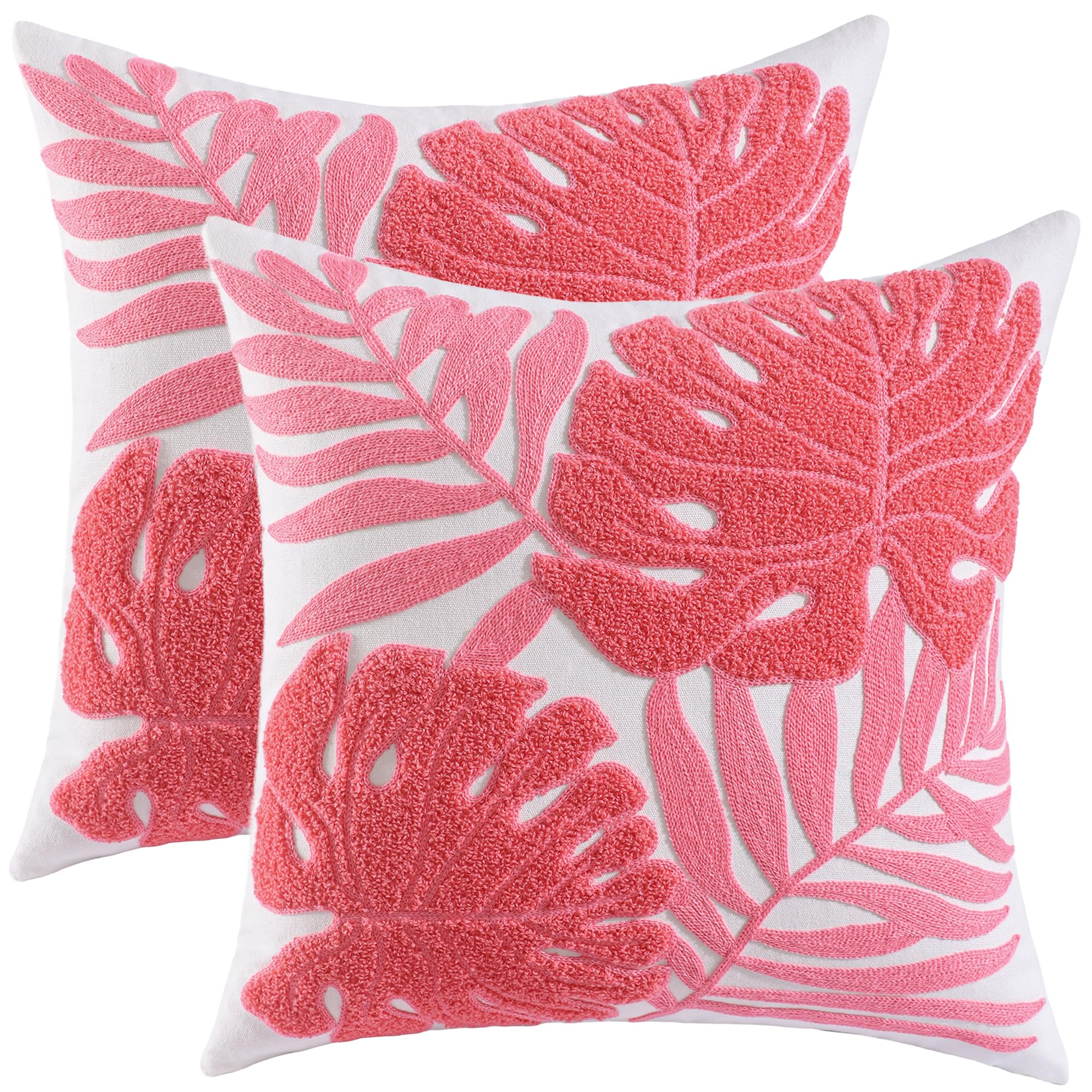 Housses de coussin brodées à motif de feuilles de palmier de style botanique