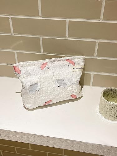 Miniatura 6 de The Summer Swan Bolsa de maquillaje estética grande  Bolsa de maquillaje floral  Embrague de medio día  Bolsa de kit de período  Bolsa de higiene