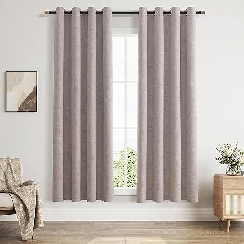 Miniatura 19 de Joywell Cortinas Opacas Totales de Lino Natural de Lino de 84 Pulgadas de Largo, con Ojales Aislamiento Térmico Oscurecimiento de Habitación