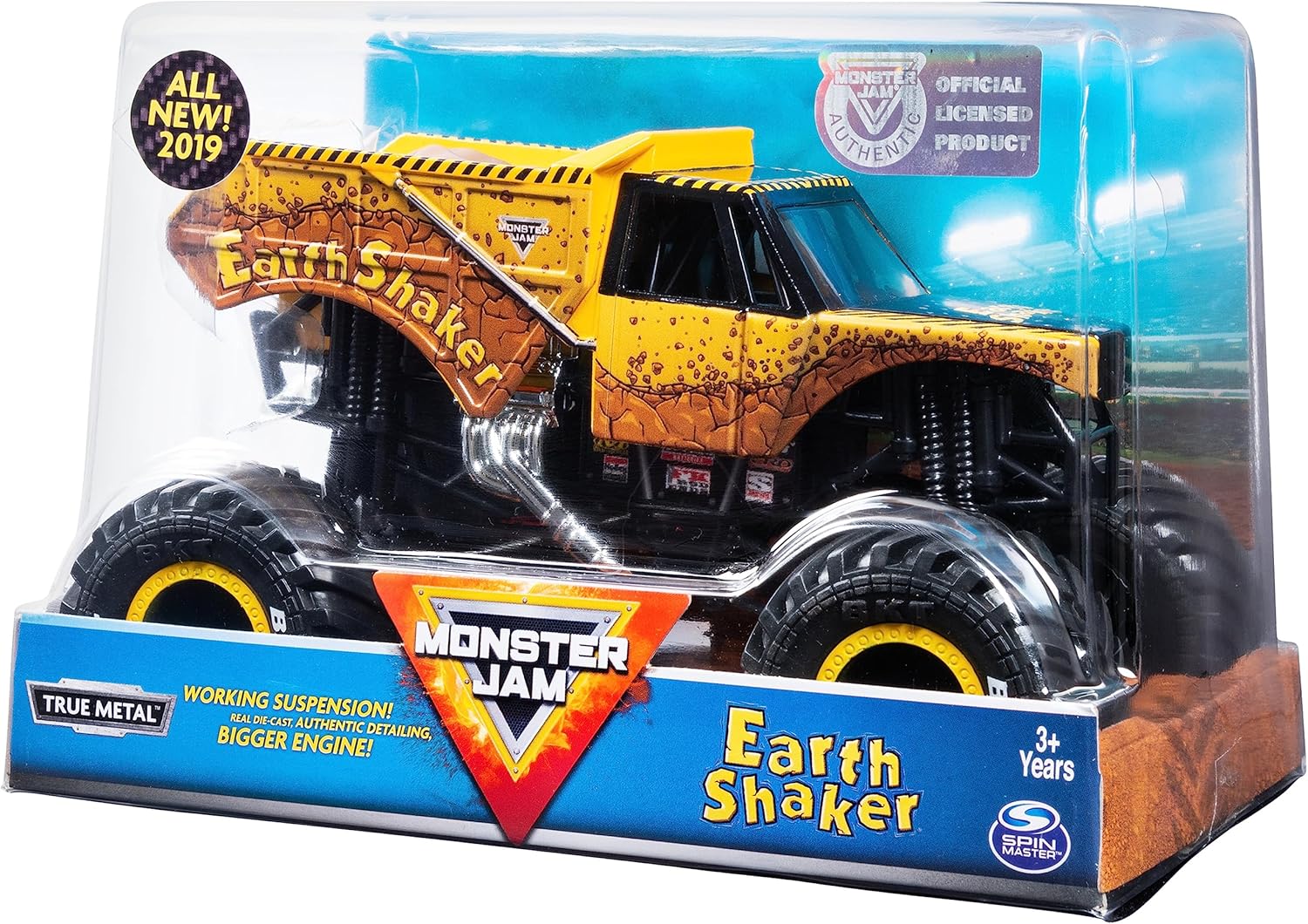 Monster Jam, Official Earth Shaker Monster Truck, Die-Cast Vehicle, 1:24 Scale