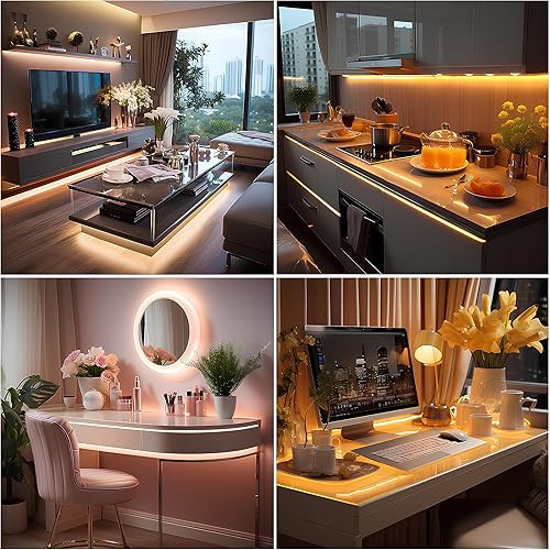 Miniatura 2 de Tira de luces LED de 5 V USB LED, iluminación para gabinete, tira de luz LED corta COB de 3000 K, blanco cálido, no regulable, flexible, pequeñas