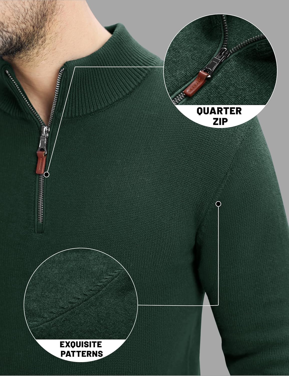MAGNIVIT Men's Sweater Quarter Zip Pullover Fall Winter Spring Knitted Solid Color Sweater