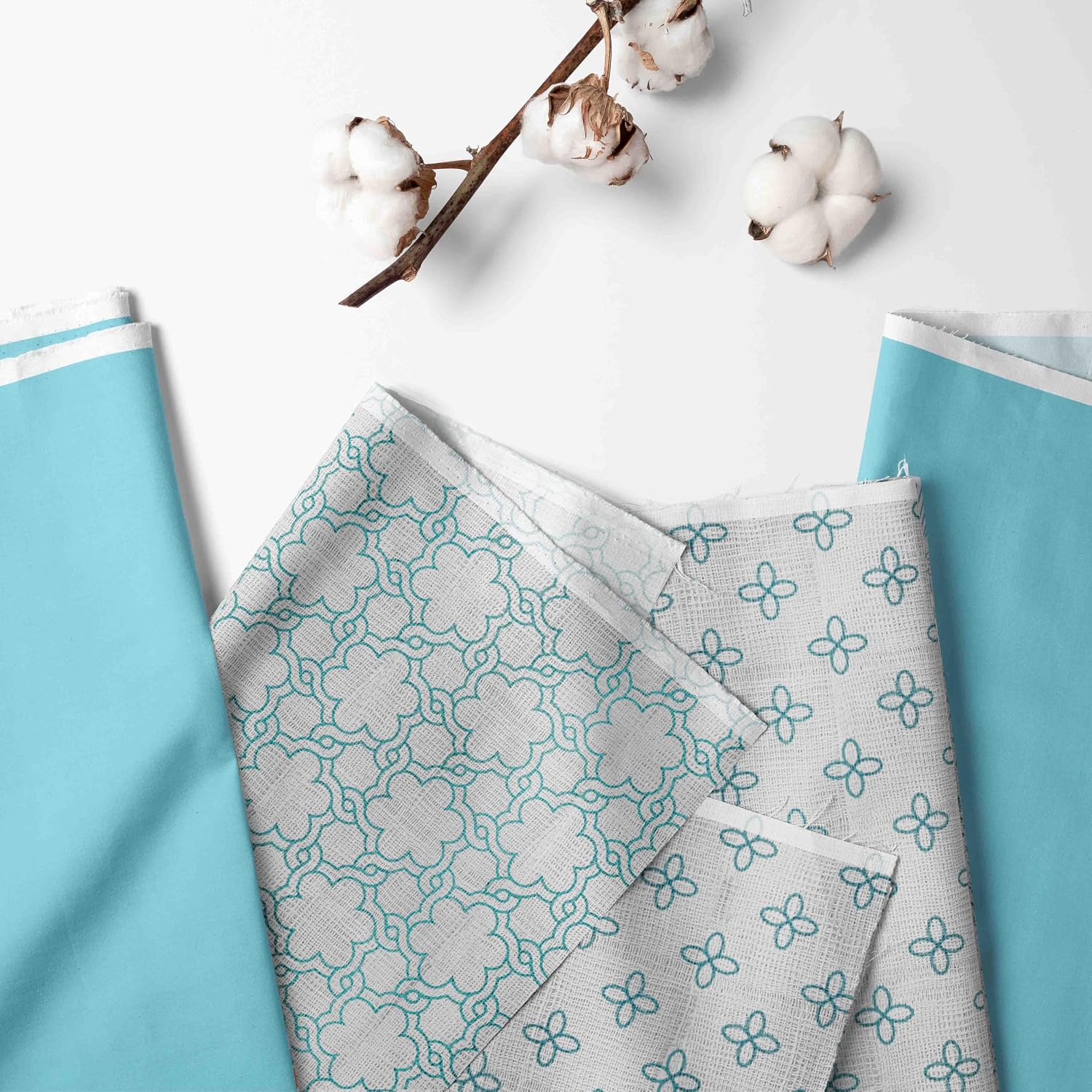 Bacati - Petals/Floral 4 Piece Girls Muslin Toddler Bedding Set 100 Percent Cotton Includes Reversible Comforter, Fitted Sheet, Flat Sheet, and Pillow Case, Aqua