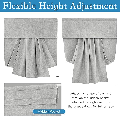 Miniatura 4 de RYB HOME Persianas de puerta francesa para oscurecer la habitación, persianas de lino Nautre para ventana, cortinas de puerta Tricia con aislamiento