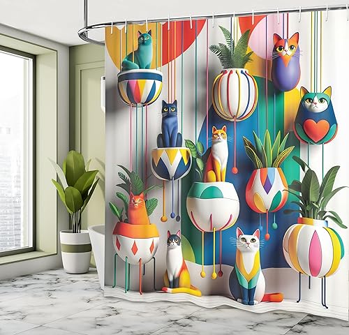 Miniatura 10 de Ambesonne Cortina de ducha Grunge Stall, patrón de flores y hojas en pared agrietada con líneas florales, diseño clásico, juego de decoración de