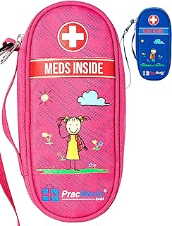 PracMedic Bags Epipen Carry Case Kids- Insulated, Holds 2 Epi Pens or Auvi Q, Antihistamine. Inhaler, Nasal Spray, Eye Drops, Allergy Medicine- Medical Carrying Case for Emergencies- Updated (Pink)