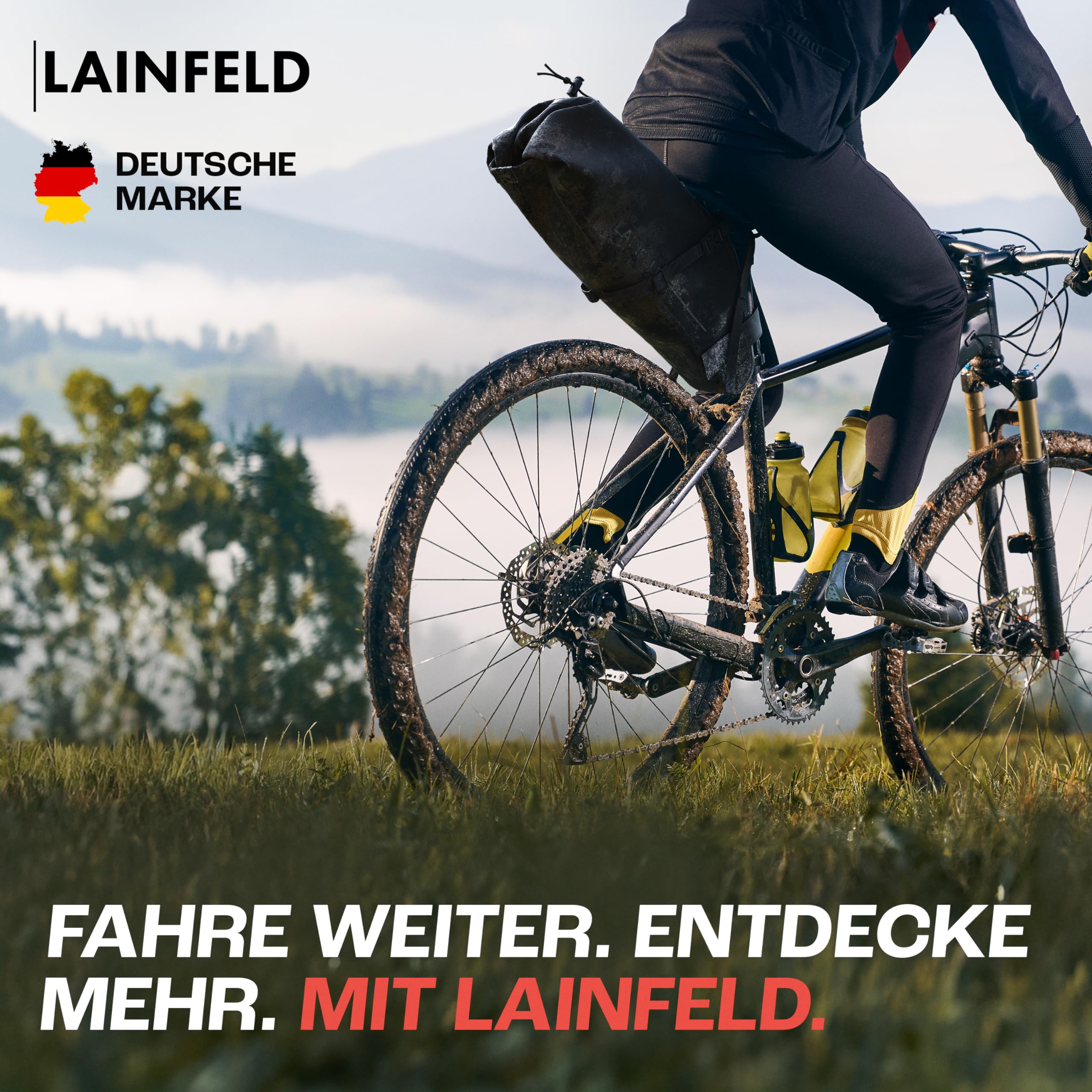 LAINFELD Fahrrad-Satteltasche [10 Liter] – 100% Wasserdicht, Reflektierend – Bikepacking-Zubehör für E-Bike, MTB, Gravel & Rennrad