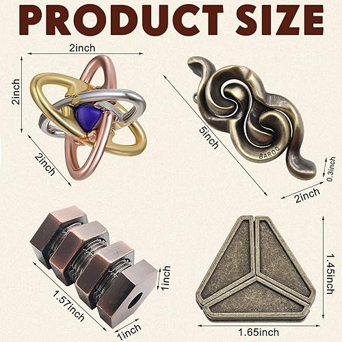 Miniatura 28 de Wettarn Rompecabezas de metal de acero 3D para adultos, juego de desbloqueo, educación de inteligencia intelectual, lógica, prueba de lógica