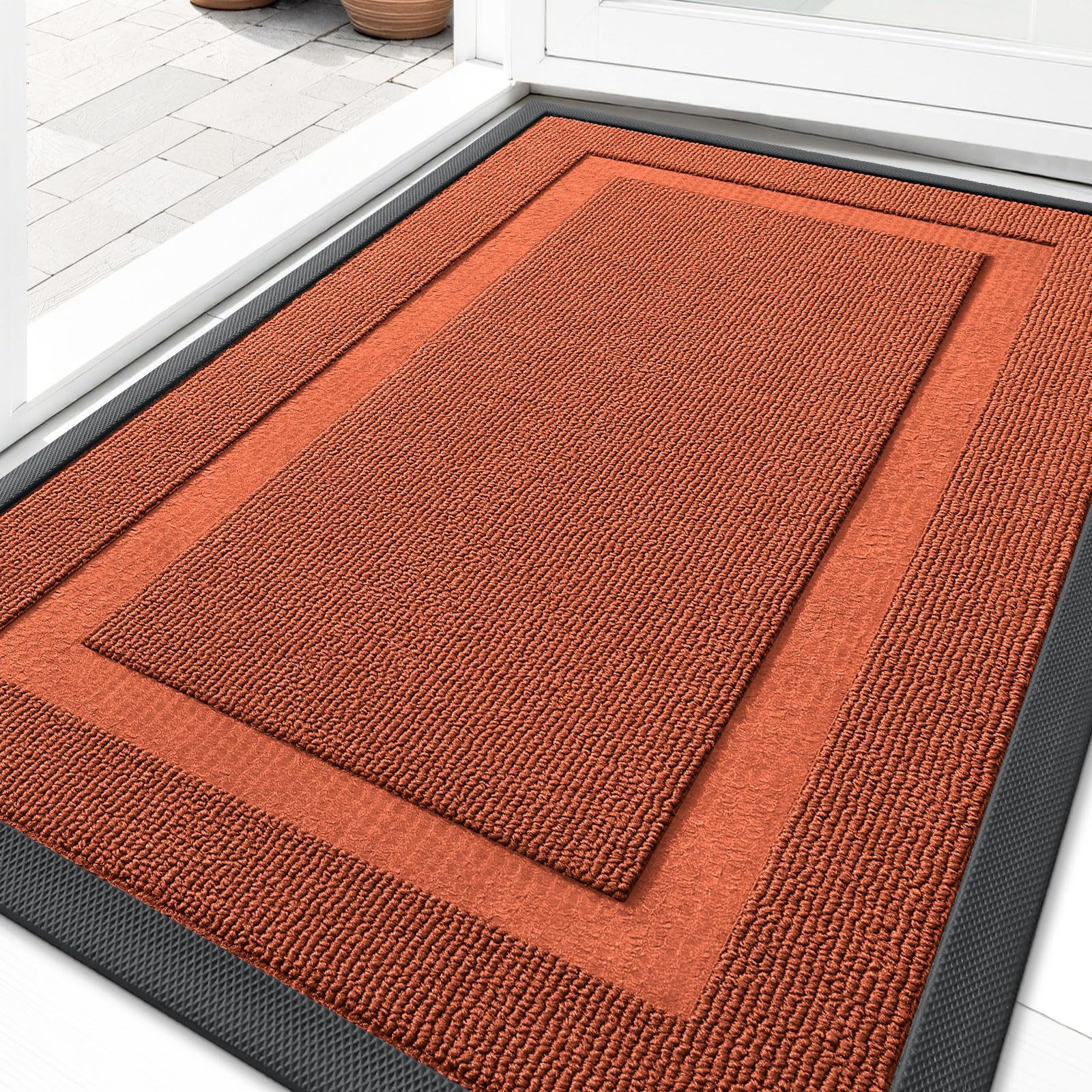 OLANLY Front Door Mat Outside 29.5x17, All-Season Heavy-Duty Rubber Doormat