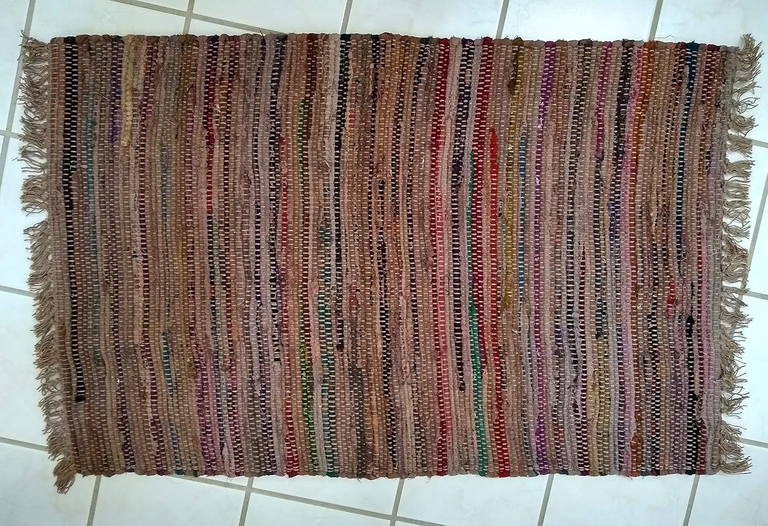 Handmade Tobacco Cotton Reversible Rectangular Rug 24" x 36"
