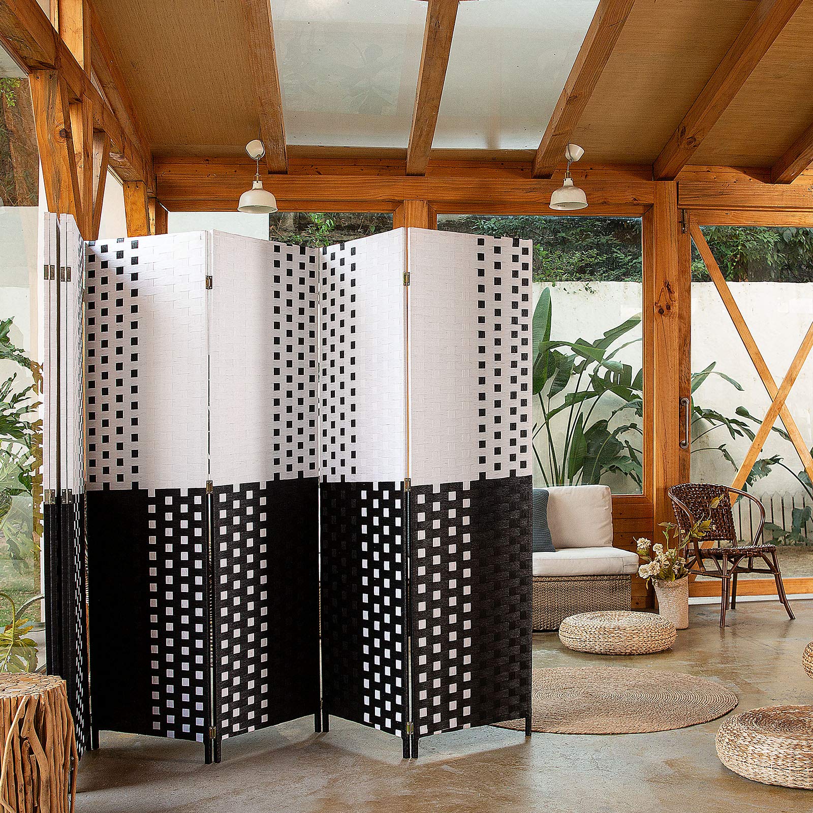 Room Divider and Folding Privacy Screens 8 Panels, 6ft Tall Large Room
