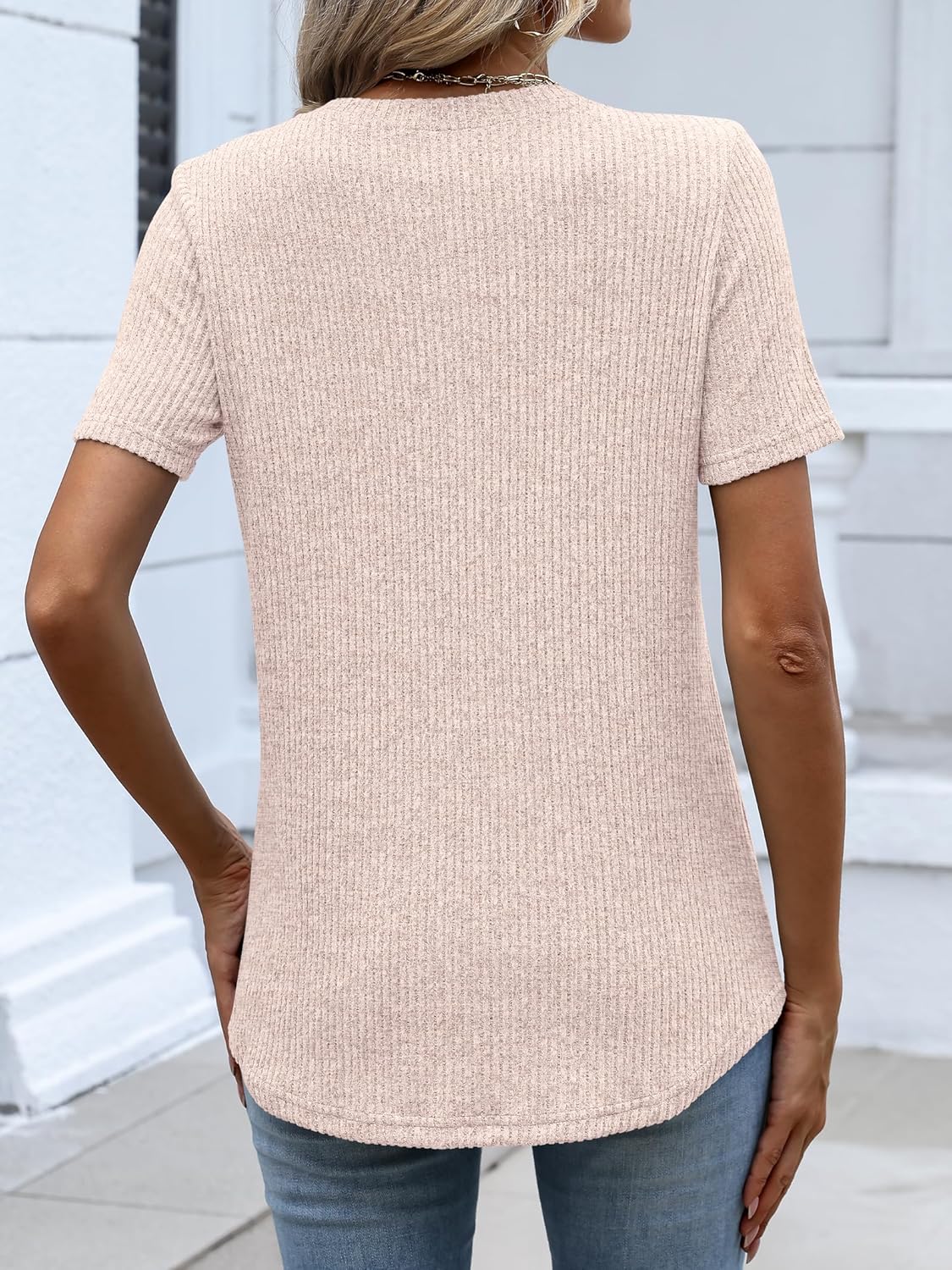 ANRABESS Womens Tops Short Sleeve Henley Shirts Dressy Casual Blouse Summer Cute Tshirt 2026 Spring Lightweight Tunic Sweater - Image 5