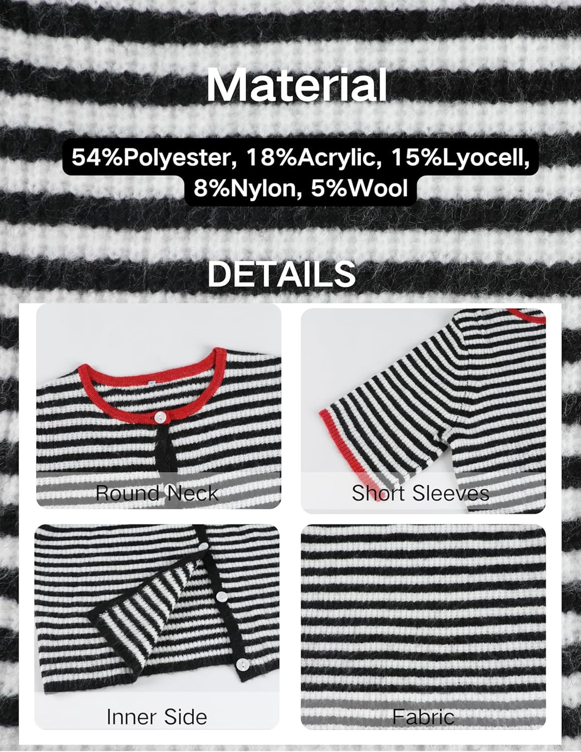 AMEBELLE Women's Lightweight Short Sleeve Cardigan Summer Casual Striped Knit Open Front Sweater - Image 6