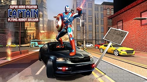 super herói lutador capitão voador robô soldado