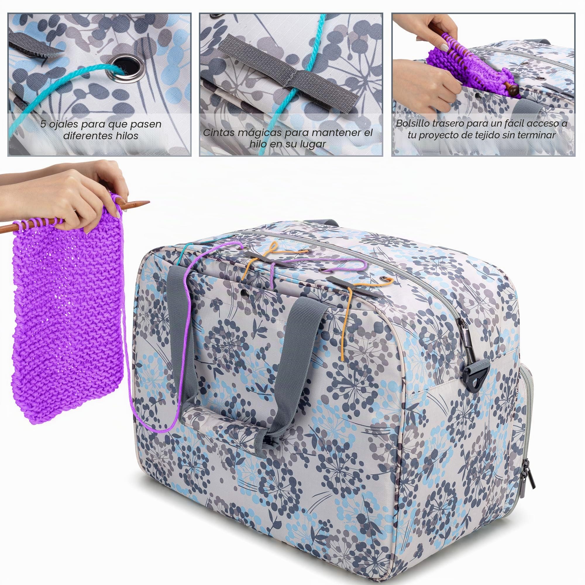 Teamoy Bolso para Ovillos, Organizador para Lanas, Bolsa Almacenamiento para Ovillos de Hilos, Ganchos de Ganchillos y Otros Accesorios de Tejer, Diente de León (Patente Pendiente)