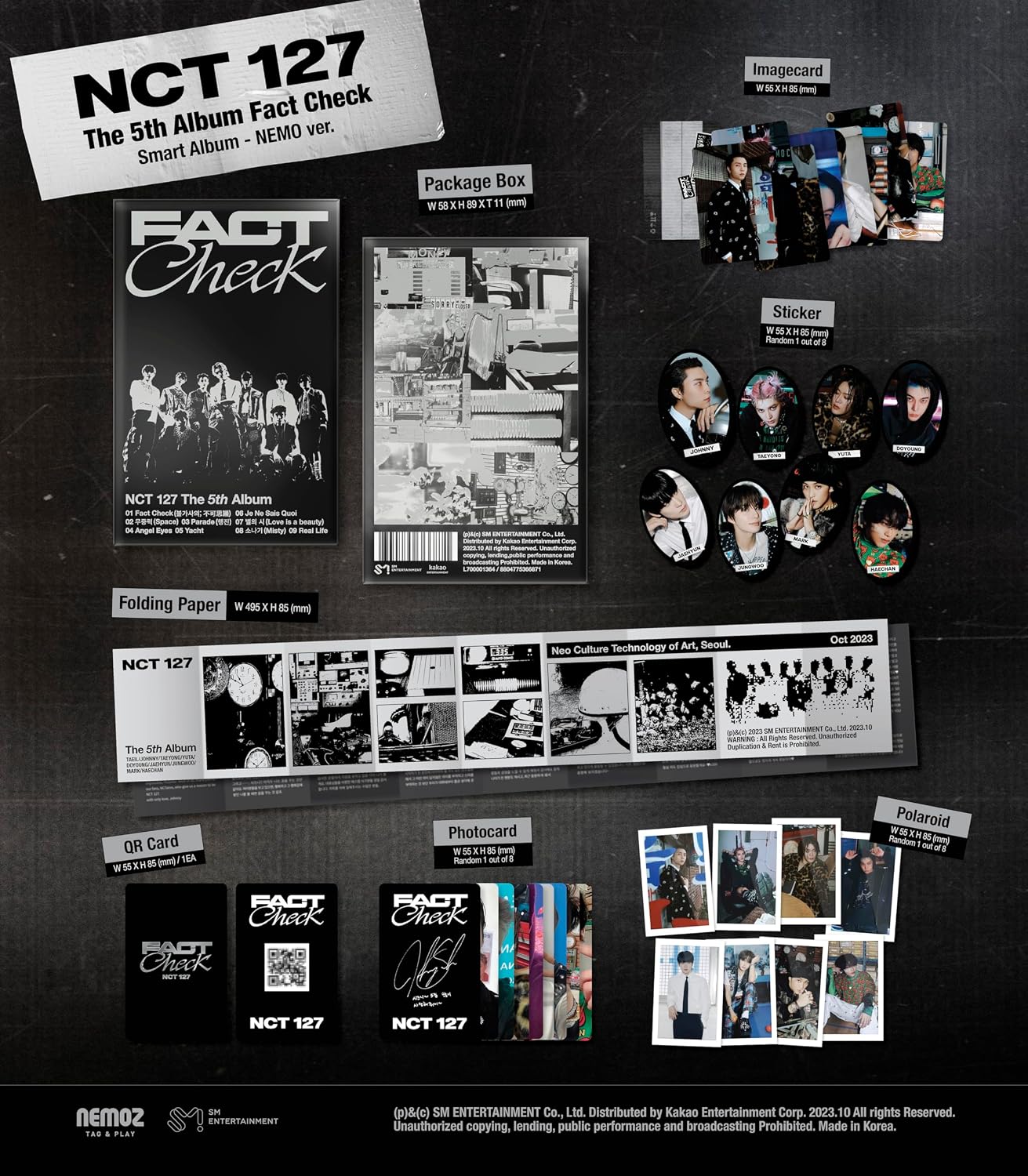 NCT 127 Fact Check 5th Album QR Version Case+1p QR Card+1p Image Card+1ea Sticker+1p Polaroid+1p Folding Paper+1p PhotoCard+Tracking Sealed