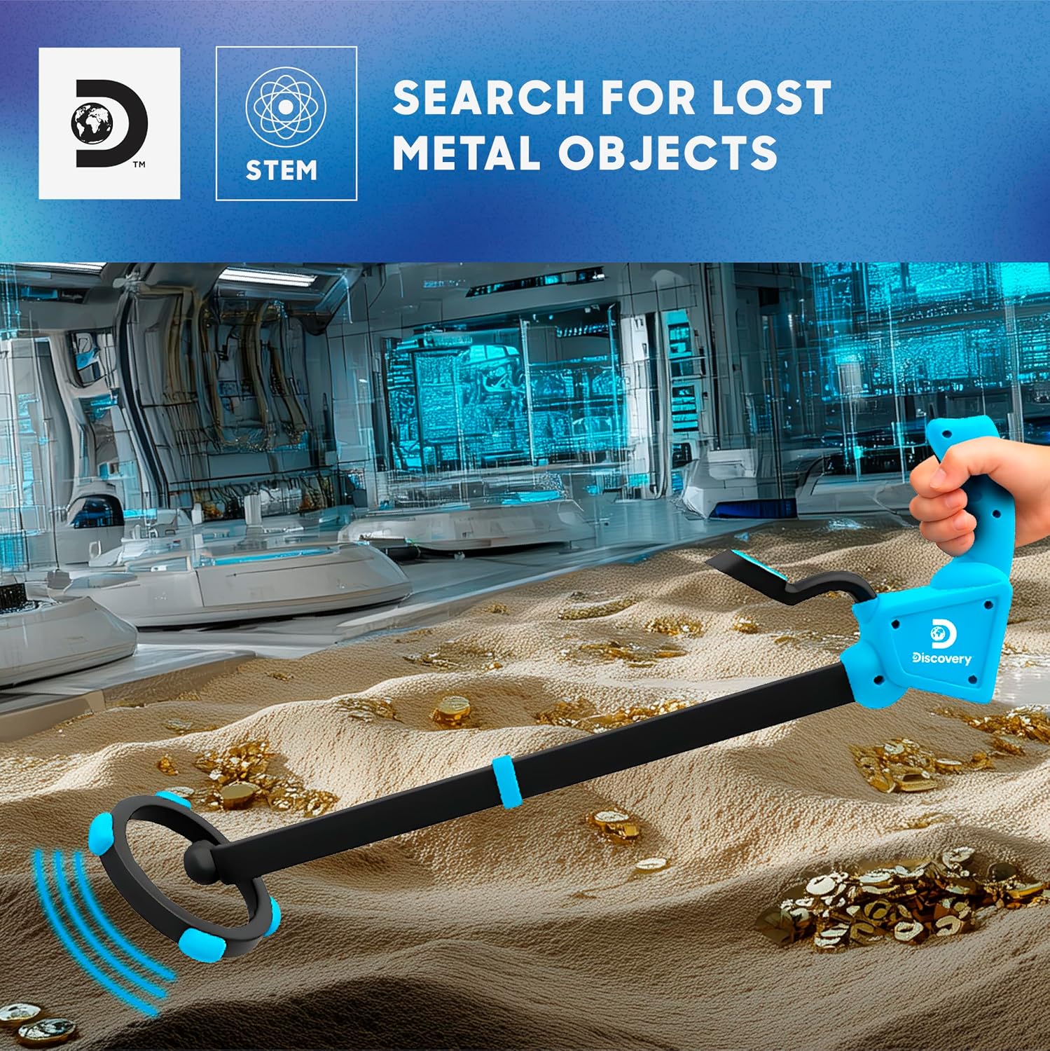 Discovery™ Digital Metal Detector Deluxe for Kids, LCD Display Treasure Hunting STEM Toy with Sound Alerts, Adjustable Outdoor Exploration Tool Ages 6+