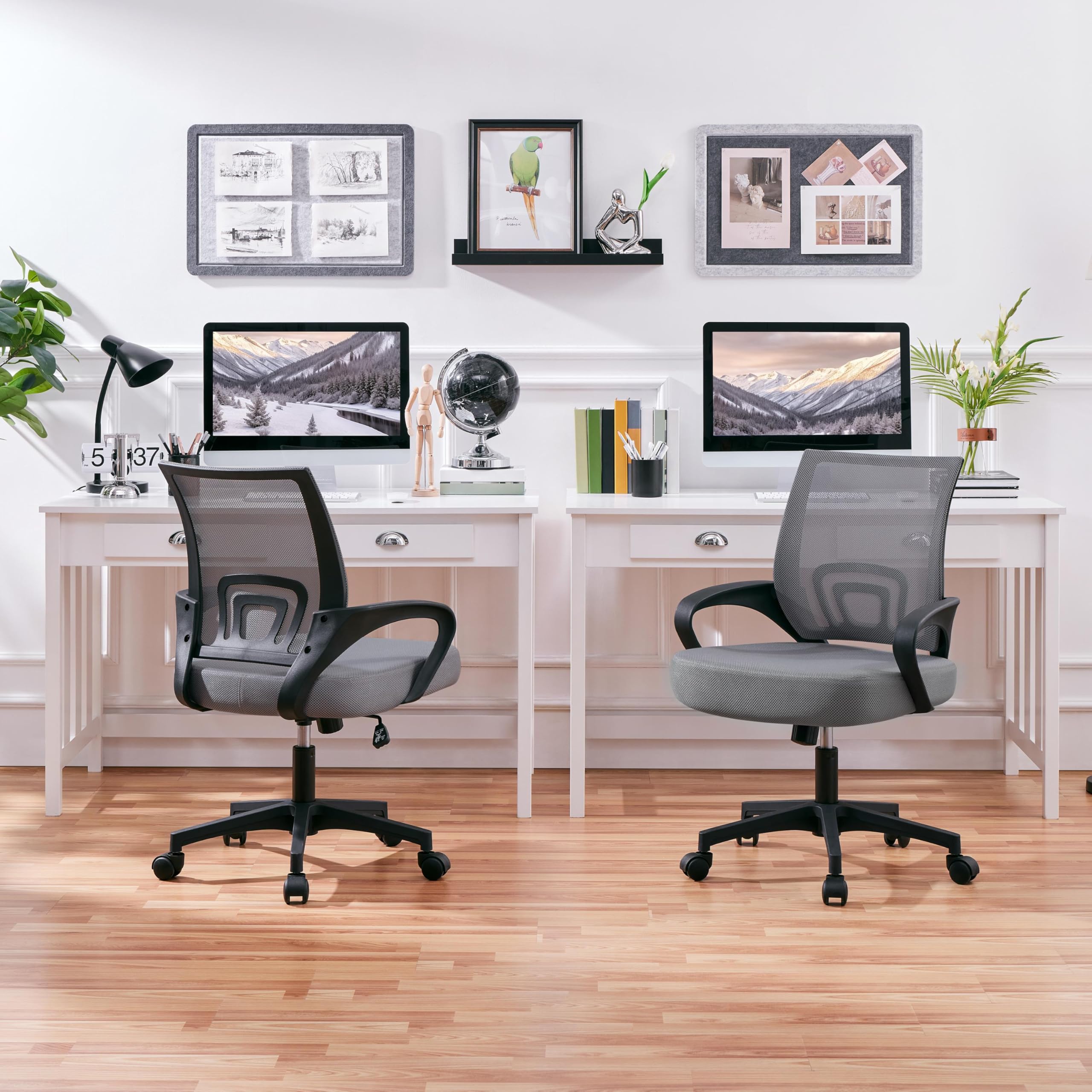 Yaheetech Chaise de Bureau Ergonomique à Hauteur Réglable Gris Foncé | Fauteuil de Bureau en Maille, Soutien Lombaire Intégré, Roulettes Pivotantes, Charge 136kg pour Chambre Bureau Studio