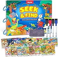 JoyCat Seek & Find Busy Book: Reusable Travel Activity for Kids 3-8, Educational Games, Road Trip Toys, Preschool Learning Gifts