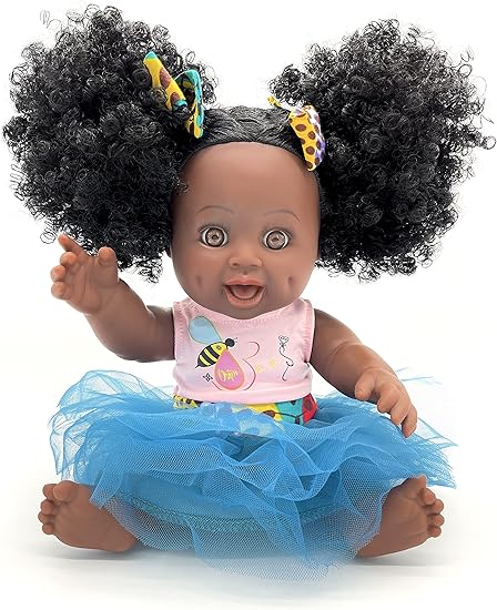 mixed baby doll with curly hair