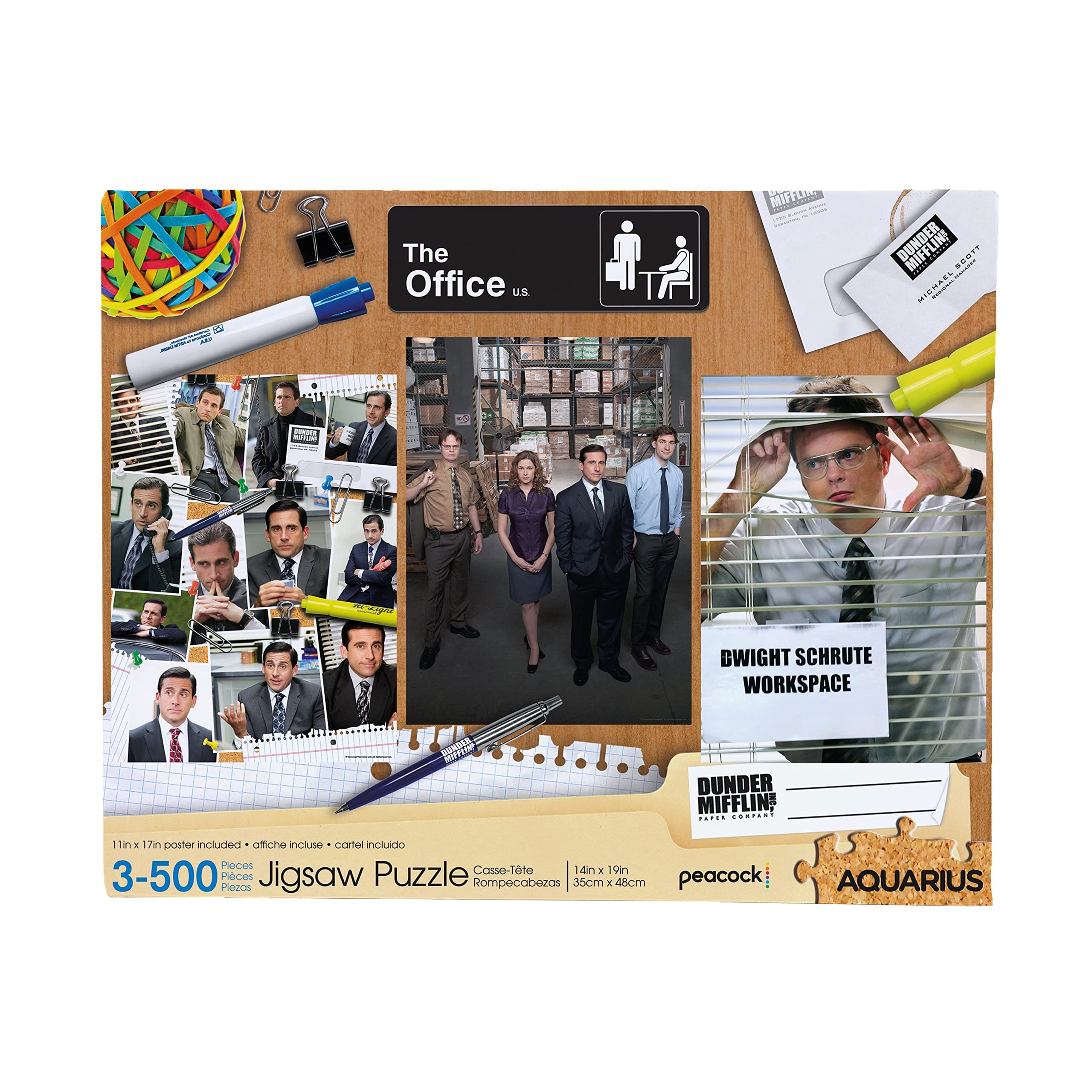 Aquarius Set of 3 The Office Puzzles (Three 500 Piece Jigsaw Puzzles) - Glare Free - Precision Fit - Officially Licensed The Office Merchandise & Collectibles - 14x19 Inches