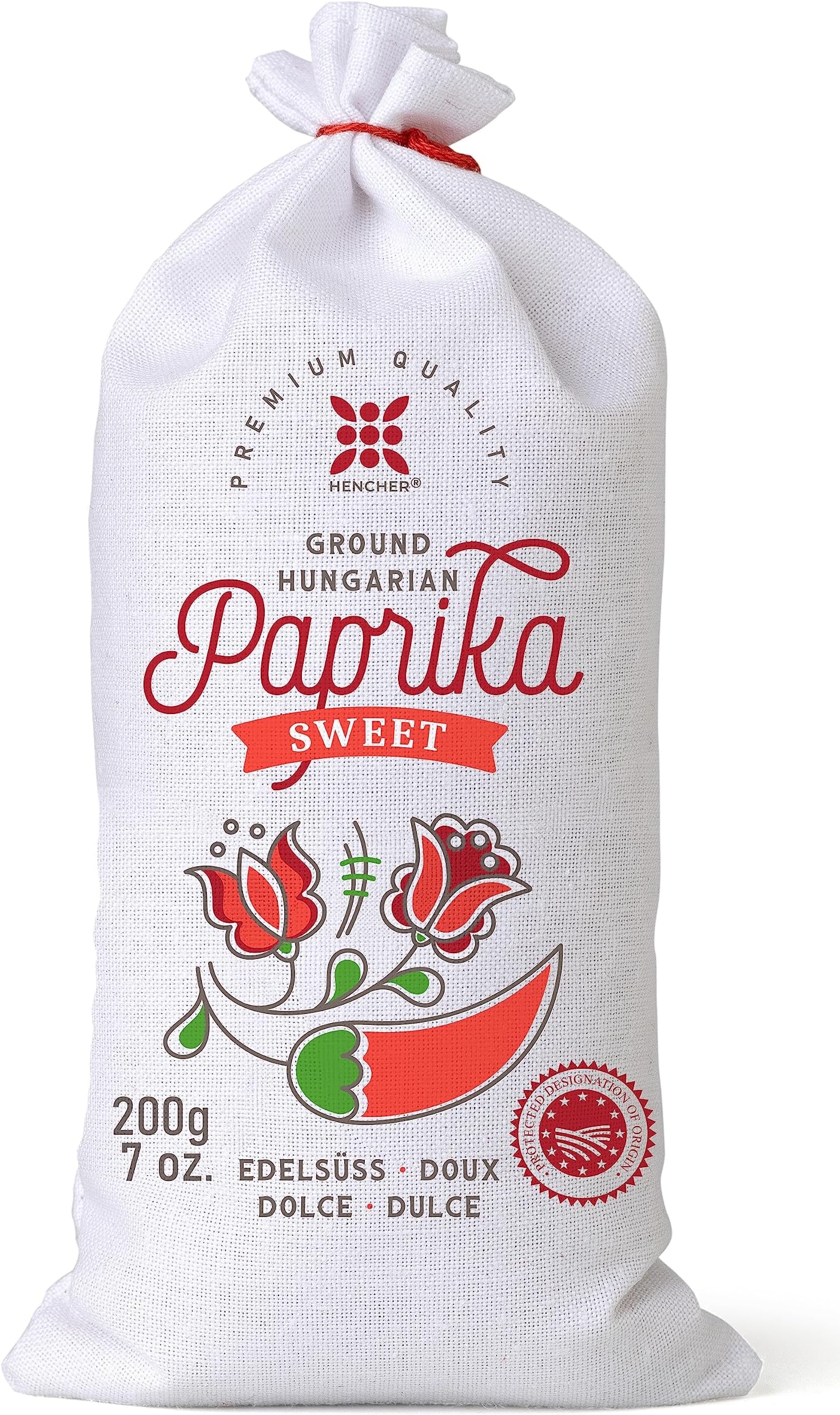 Hungarian Paprika (7oz, Sweet) Imported from Kalocsa, Hungary, in Canvas Bag, Incredible Flavor