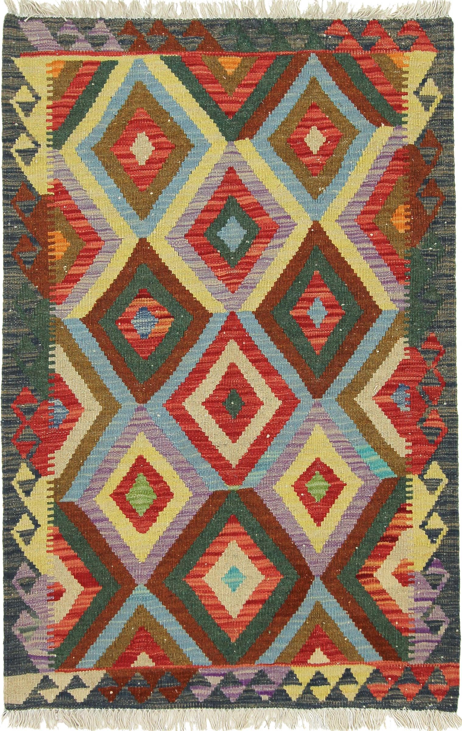 Tapis kilim afghan en laine tissé main 82x125 artisanat d'orient