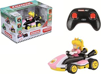 Carrera RC Mini Mario Kart Race Kart Peach Remote Control Car 132 Scale | Official Licensed Mario Miniature Collectible Toy RC Car for Kids 6+, Ready To Run, Rechargeable Battery, Radio RC Racing
