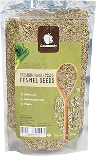 Gourmanity 1lb Premium Whole Fennel Seeds Bulk, Fennel Seed Bulk Resealable Bag, Fennel Seeds Whole To Make Roasted Fennel...