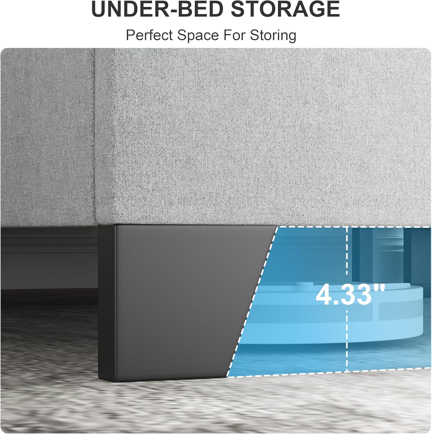 Full Size Bed Frame Platform with Upholstered Headboard, Sturdy Wooden Slats, Noiseless, No Springs Required, Easy to Assemble Light Gray