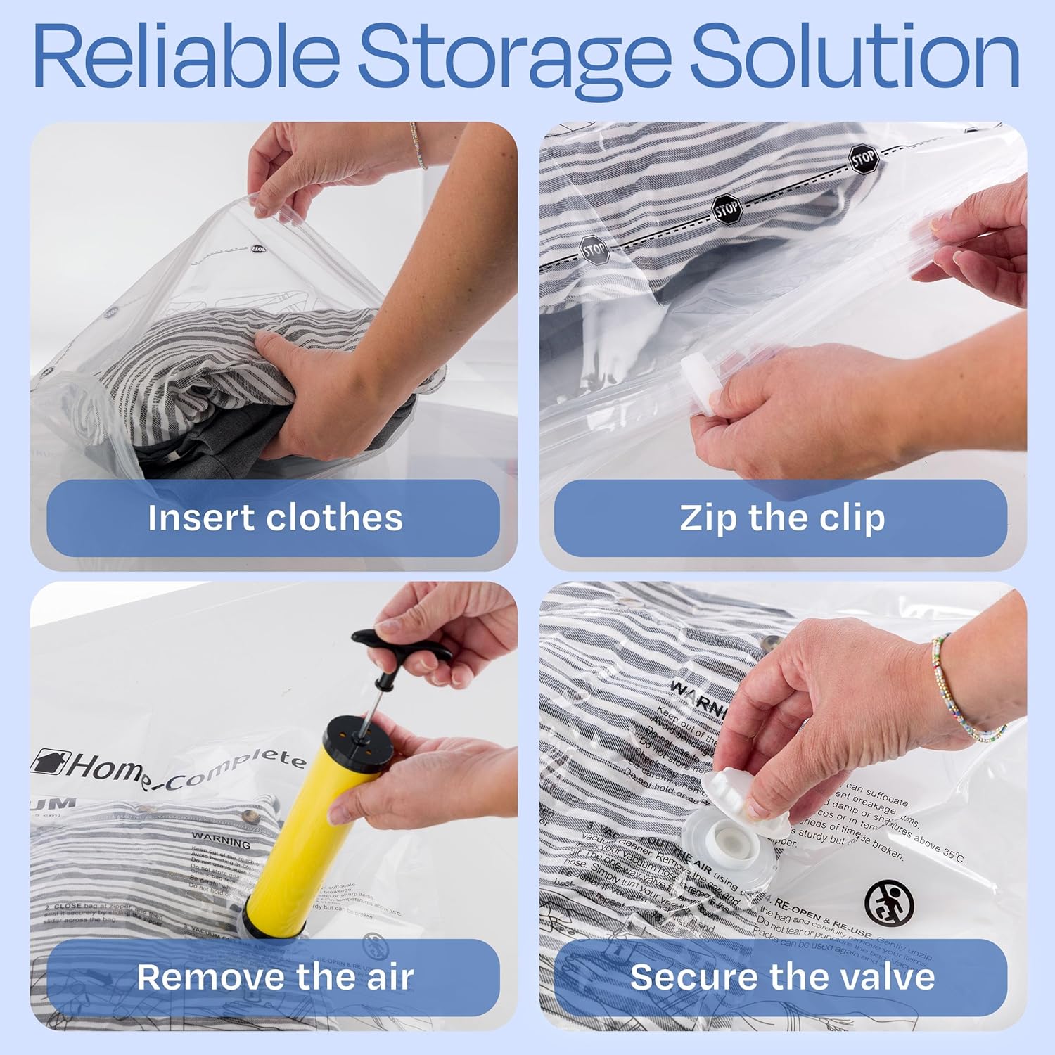 Home Complete Space Saver Vacuum Bags, 25 pack with Pump