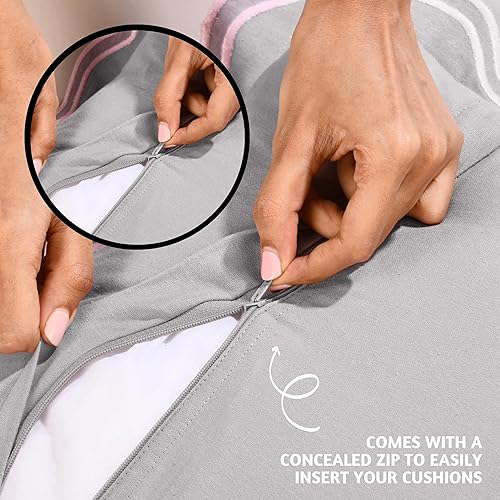 Miniatura 7 de Folkulture Juego de 2 fundas de almohada festoneadas de 18 x 18 pulgadas, de algodón, decorativas, estilo bohemio, para sala de estar y exteriores