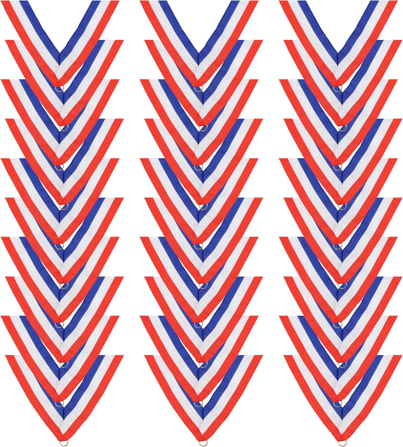 SHOP AWARDS AND GIFTS Medal Neck Ribbons Lanyard, Red, White and Blue with Jump Ring for Medallion Awards Display, 32 Inch Length Pack of 30