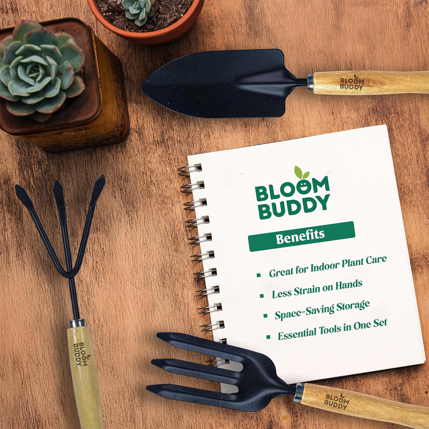 Bloom Buddy 3-Piece Premium Garden Tool Set (10-inch) | Elegant Wooden Handle Gardening Kit – Hand Trowel, Hand Cultivator & Hand Weeder | Durable, Rust-Resistant Tools for Home & Terrace Garden 25 91ftKuizyPL. SL1500
