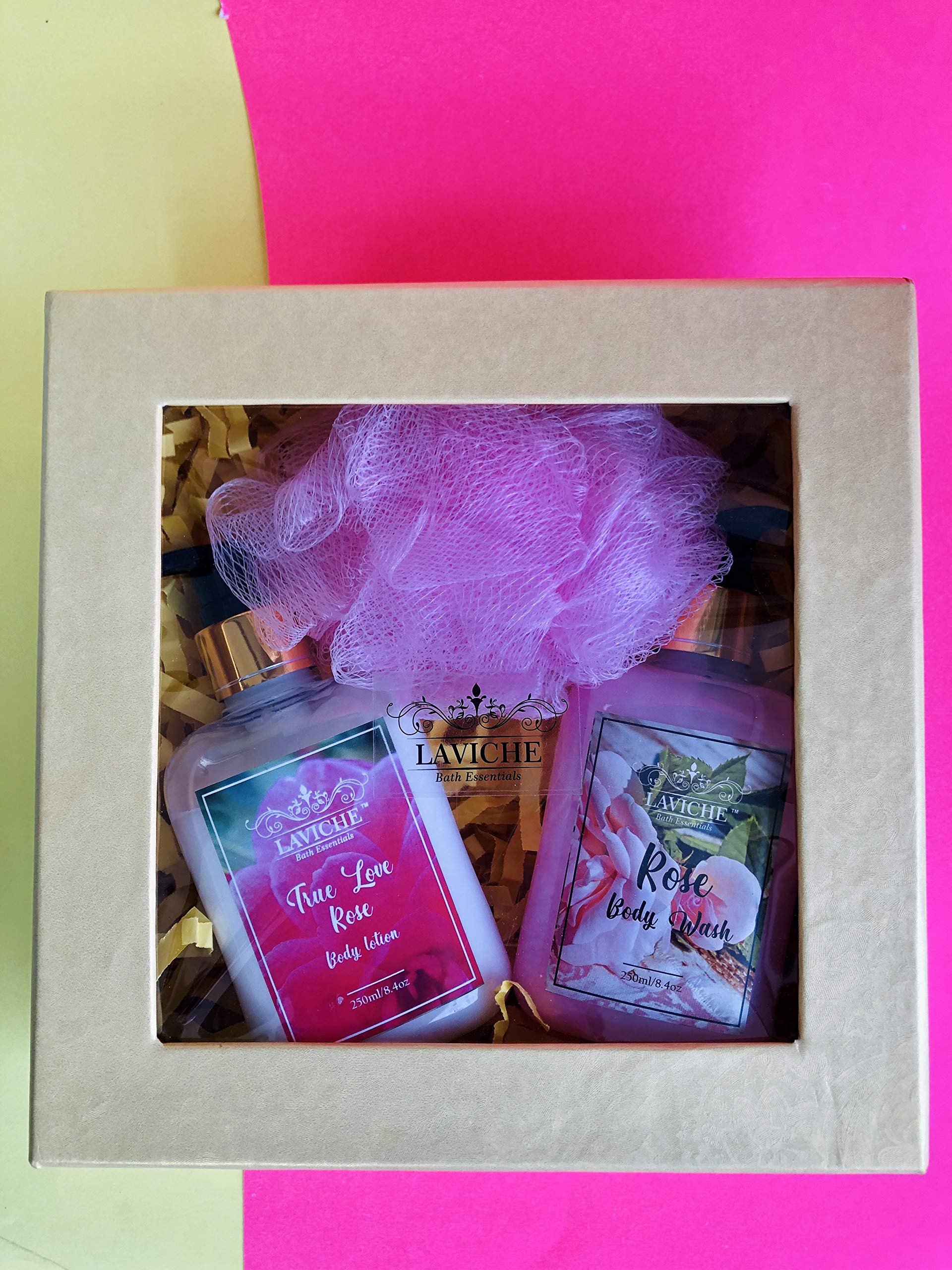 Laviche Bath Essentials Rose Bath Combo(Rose Bodywash, Rose Body Lotion, Loofa, Box Packing)| Bath And Beauty Kit | For All Skin Type-image-49