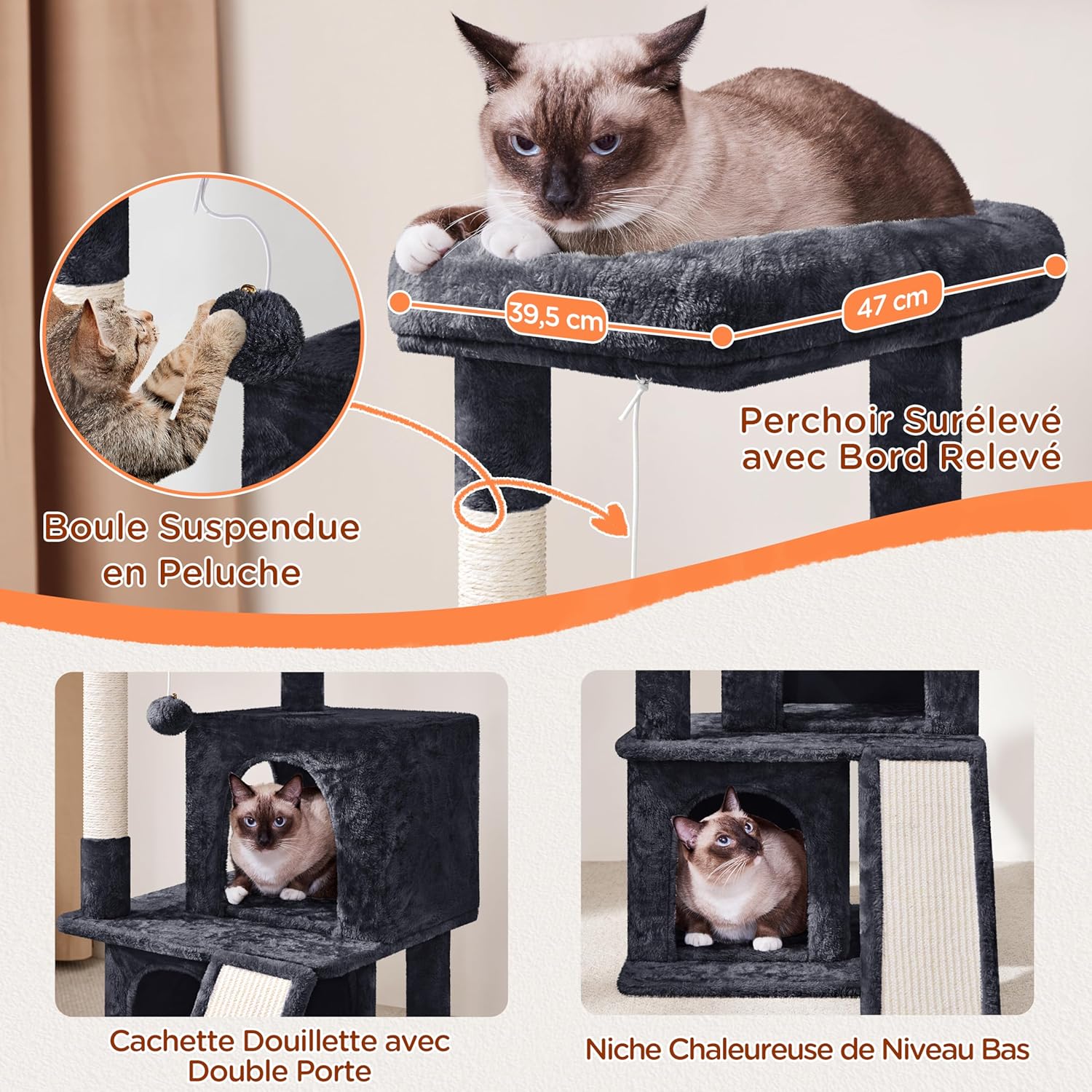 Diagram showing dimensions of the cat tree