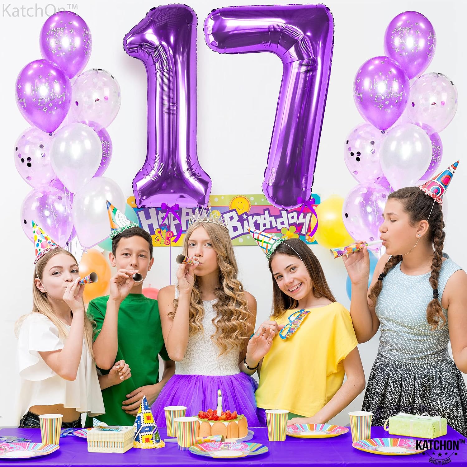 KatchOn, Giant Purple 17 Balloon Numbers - 40 Inch | Happy 17th Birthday Decorations, 17 Birthday Balloons | Number 17 Balloons for Happy Birthday Decorations | 17 number balloons
