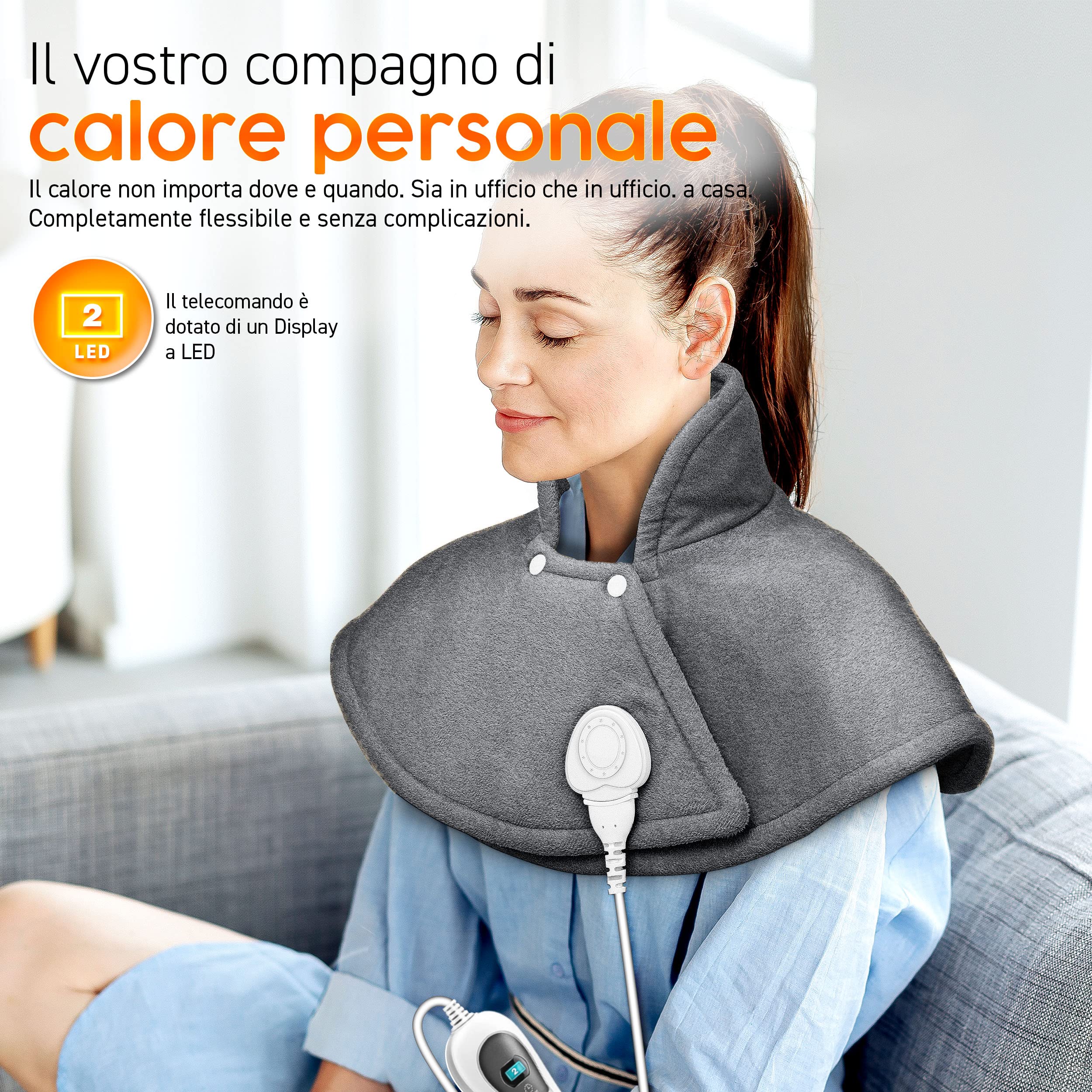 sinnlein Termoforo Elettrico per Cervicale e Spalle | Cuscinetto Riscaldante con 3 Impostazioni di Temperatura e Spegnimento Automatico | Cuscino Riscaldante con Spegnimento Automatico e 100W (Grigio)