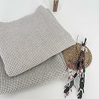 Vista 3 de Tela de lino caqui a cuadros de sirsaca Material de tela duradera – Ideal para manualidades, ropa y decoración del hogar