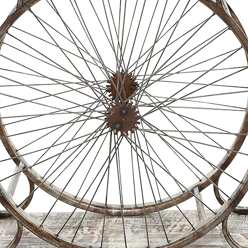 Miniatura 8 de Deco 79 Mesa consola de madera con listones anchos para bicicleta con marco de doble rueda y base escalonada, 38 x 14 x 28 pulgadas, color blanco