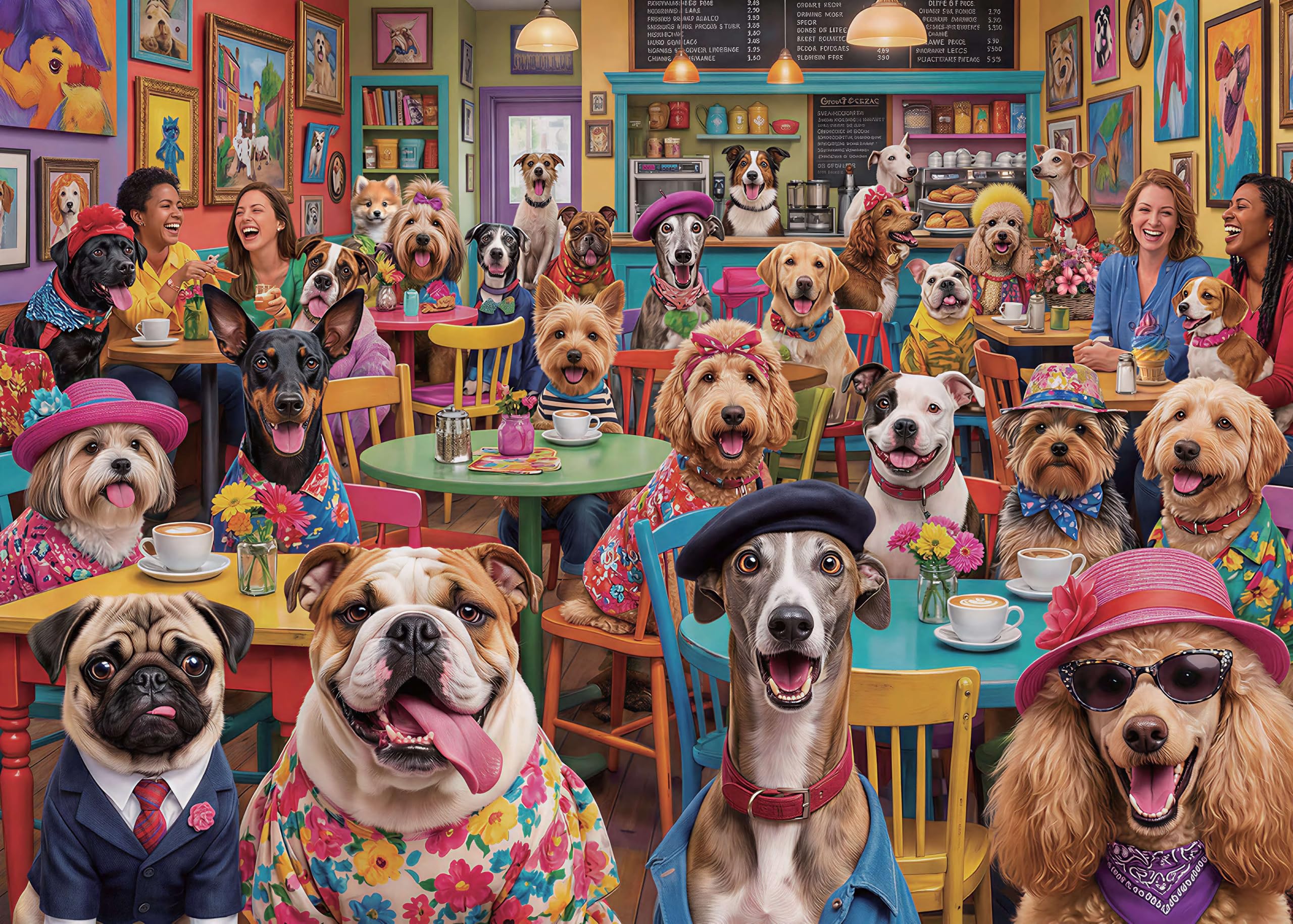 Nattork Jigsaw Puzzles 1000 Pieces for Adults or Families Pieces Fit Together Perfectly (Dog Coffee)