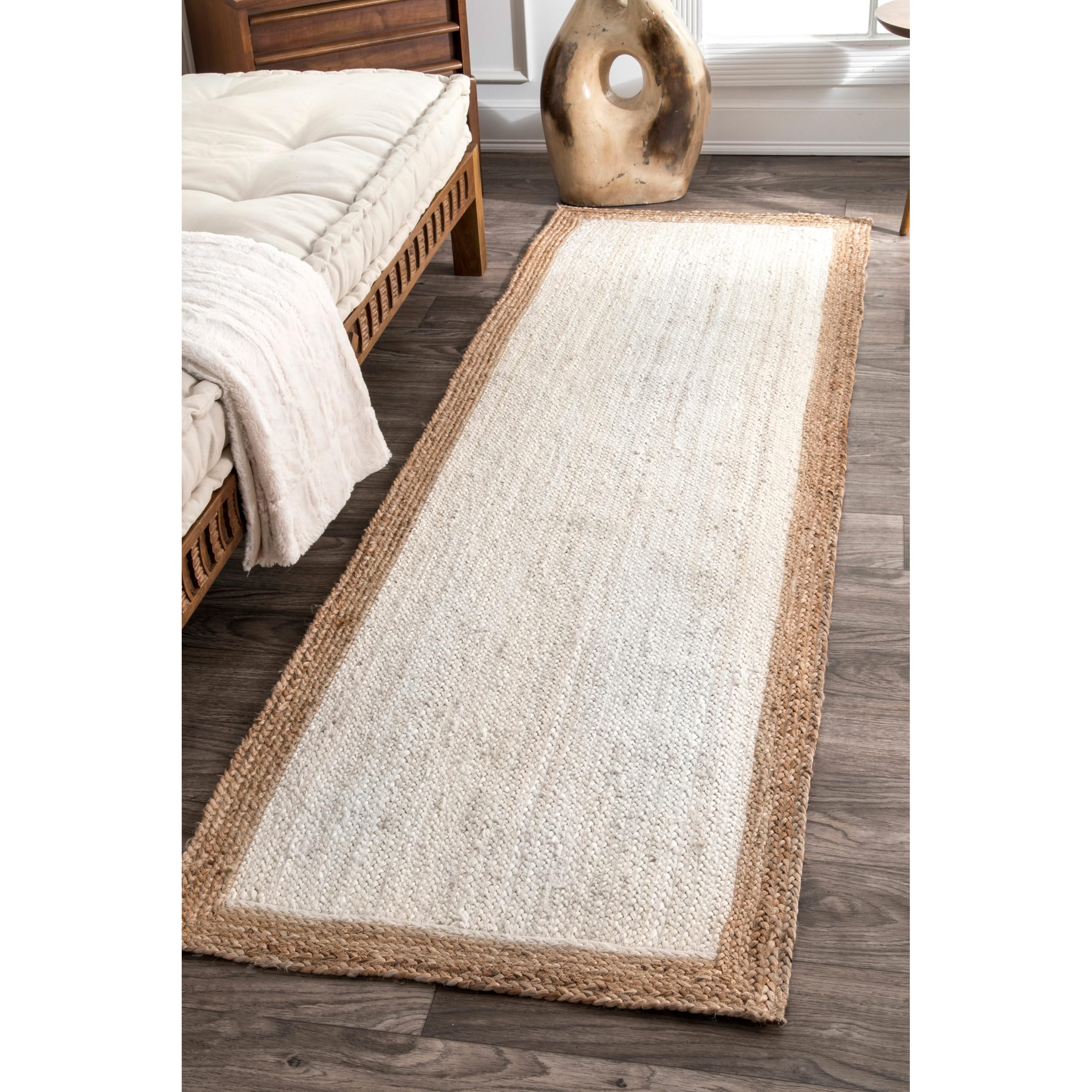 Tapis en jute nuLOOM Eleonora blanc 0,7x3 m : illuminez vos couloirs sombres