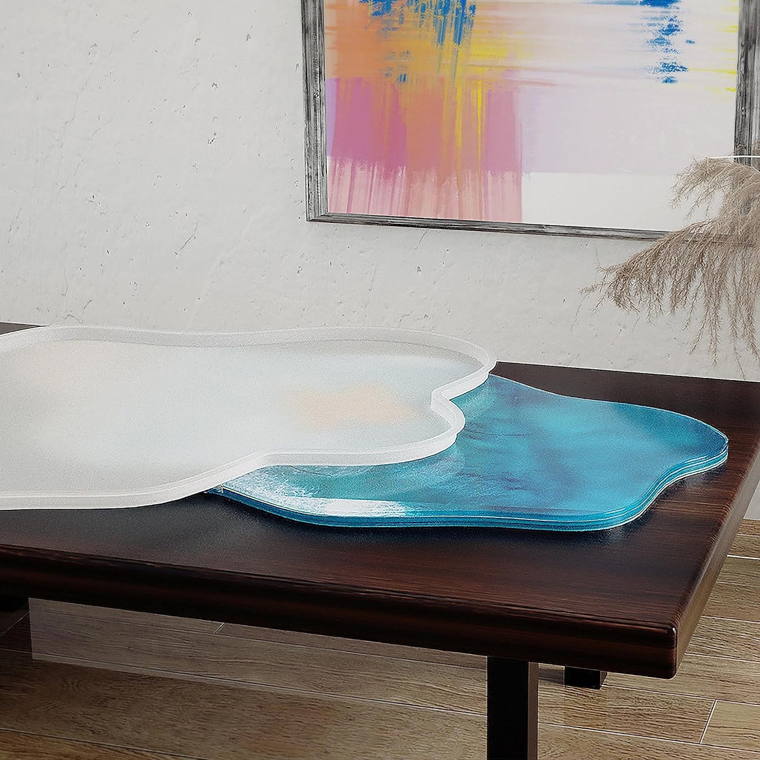 24 in epoxy Table Mold,Resin Table Silicone Mold,Large Tray Resin Molds for Making Faux Agate Tray, Serving Board, Coaster, Home Décor