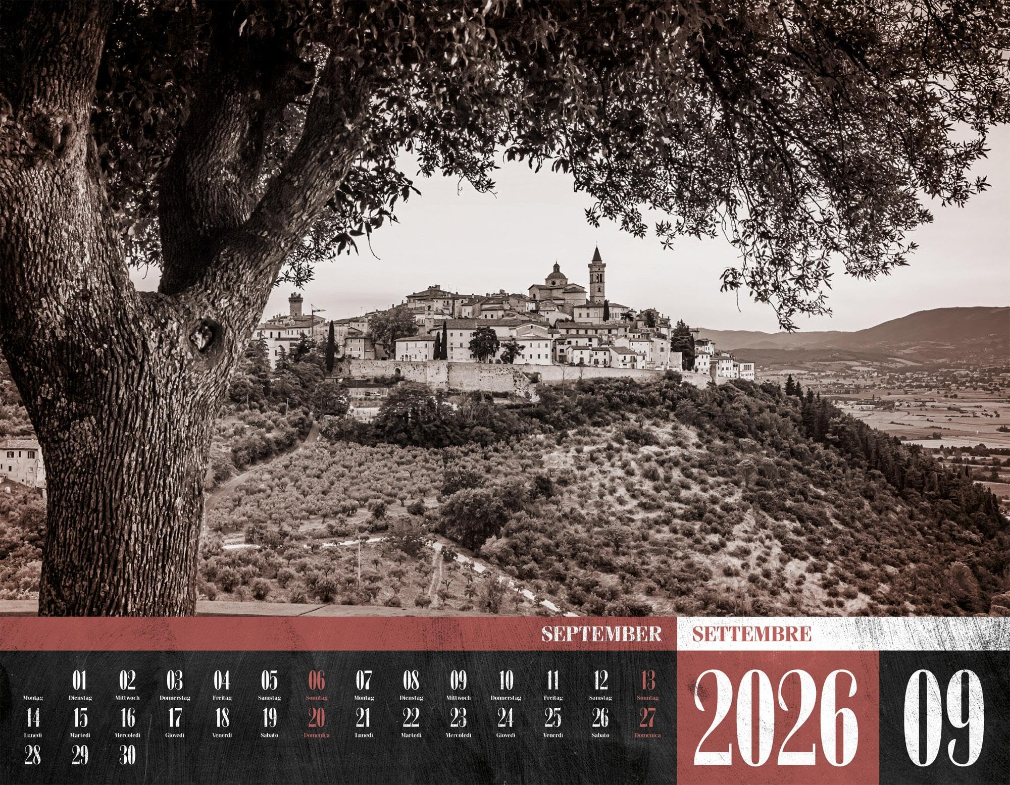 La Dolce Vita Kalender 2026 | Italienische Lebensart | Stimmungsvoller Italien-Kalender im großen Querformat (54x42 cm) | Fotos in Schwarz-Weiß/Sepia