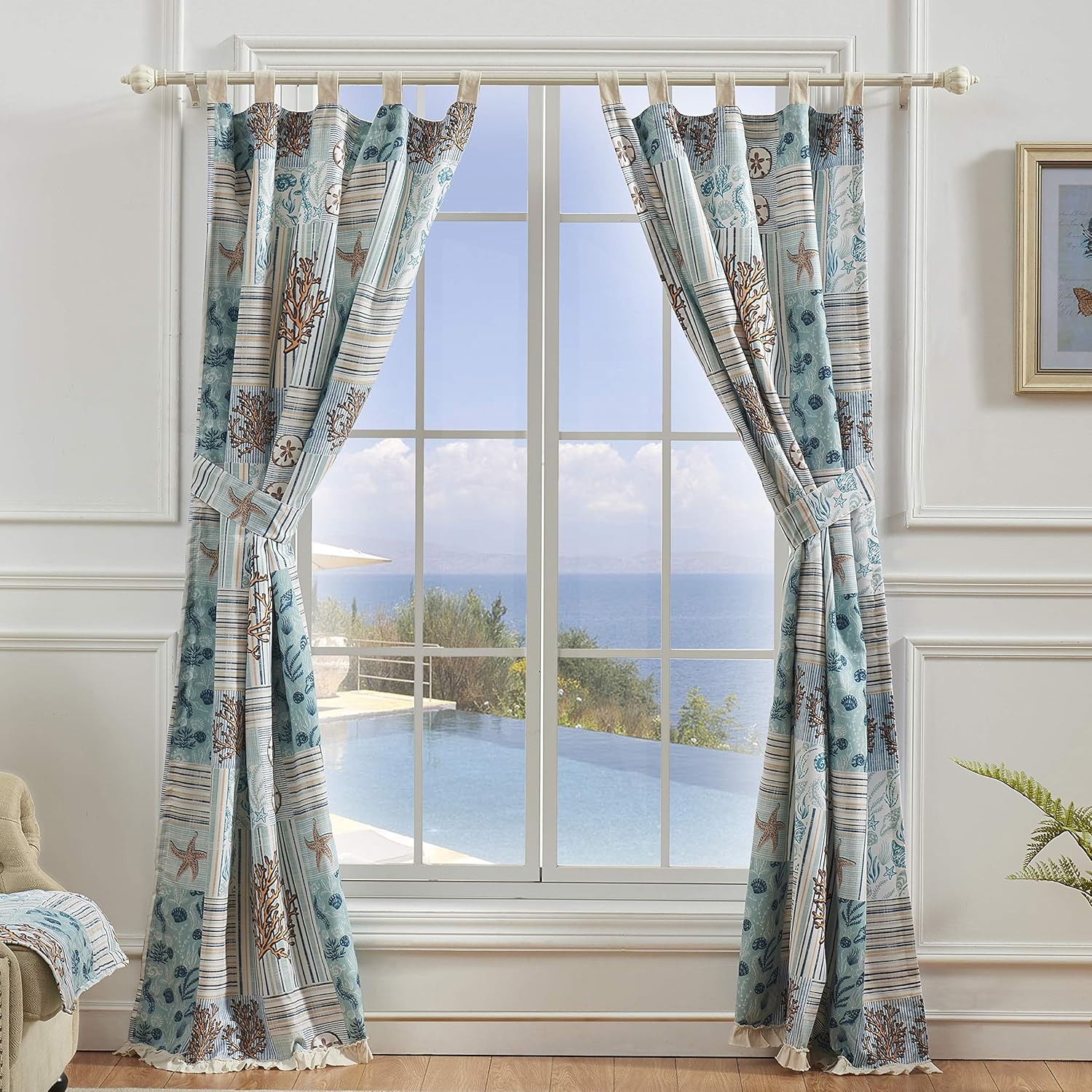 Greenland Home Key West Window Curtain Panel Pair, Seafoam