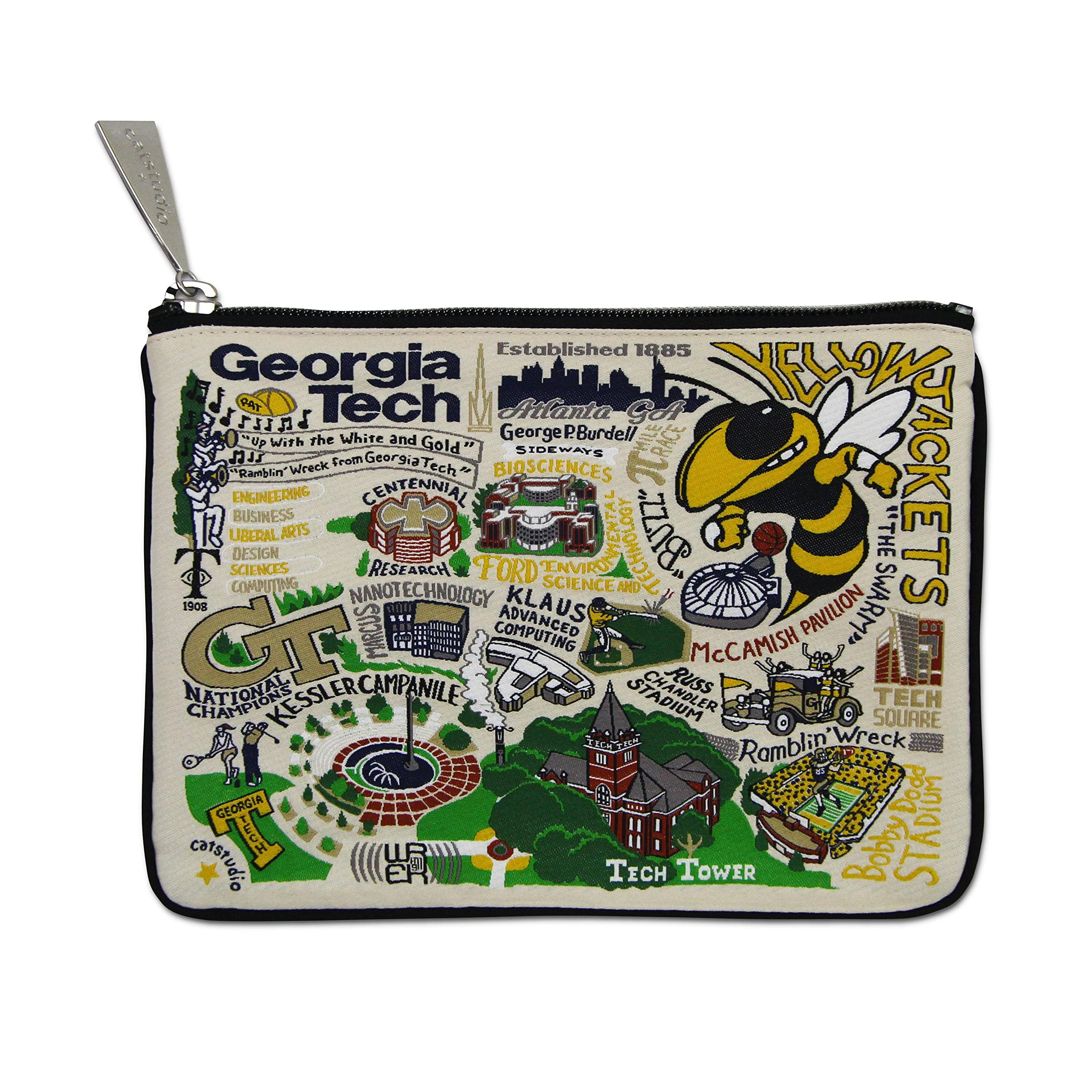Catstudio Georgia Tech Collegiate Zipper Pouch Purse | Holds Your Phone, Coins, Pencils, Makeup, Dog Treats, & Tech Tools