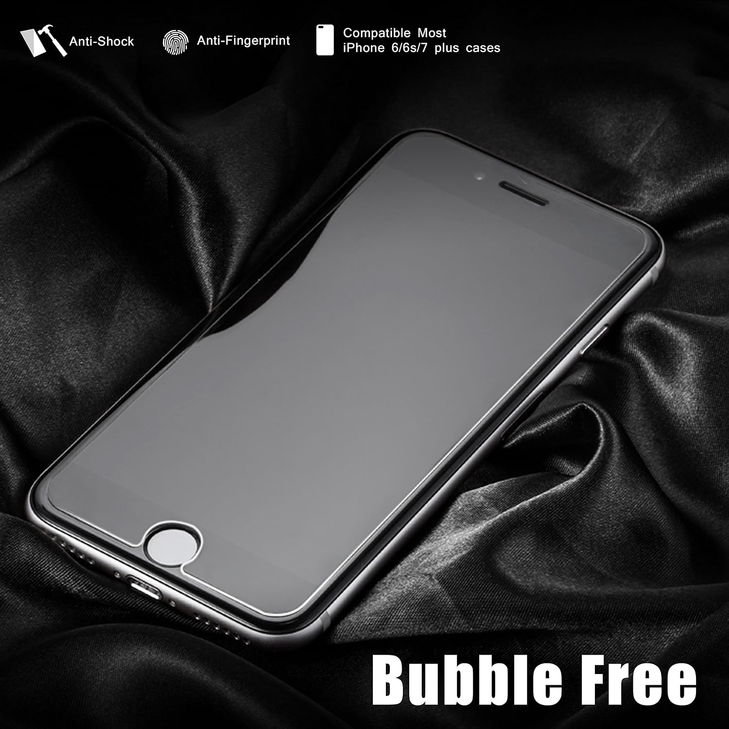 NeWisdom [Anti Shock] [Case Friendly] [2PACK] Glass Screen Protector, iPhone 8 Plus 7 Plus 6s Plus 6 Plus Screen Protector Tempered Glass