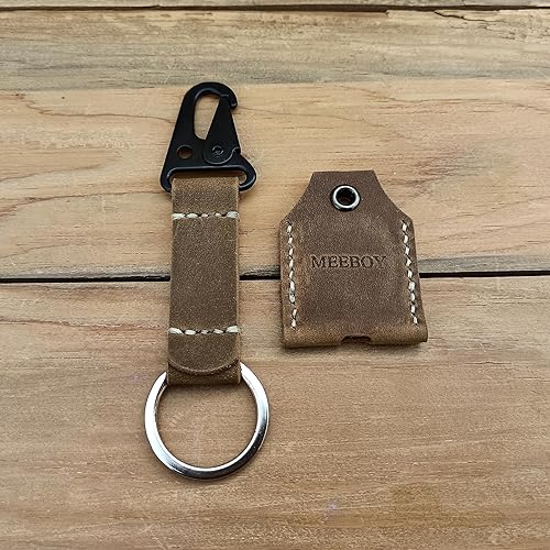 Vista 5 de handmade Keychain leather Protective Key Case Cover key fob protector Key Holder Small Home Storage Bag Key Ring Pouch